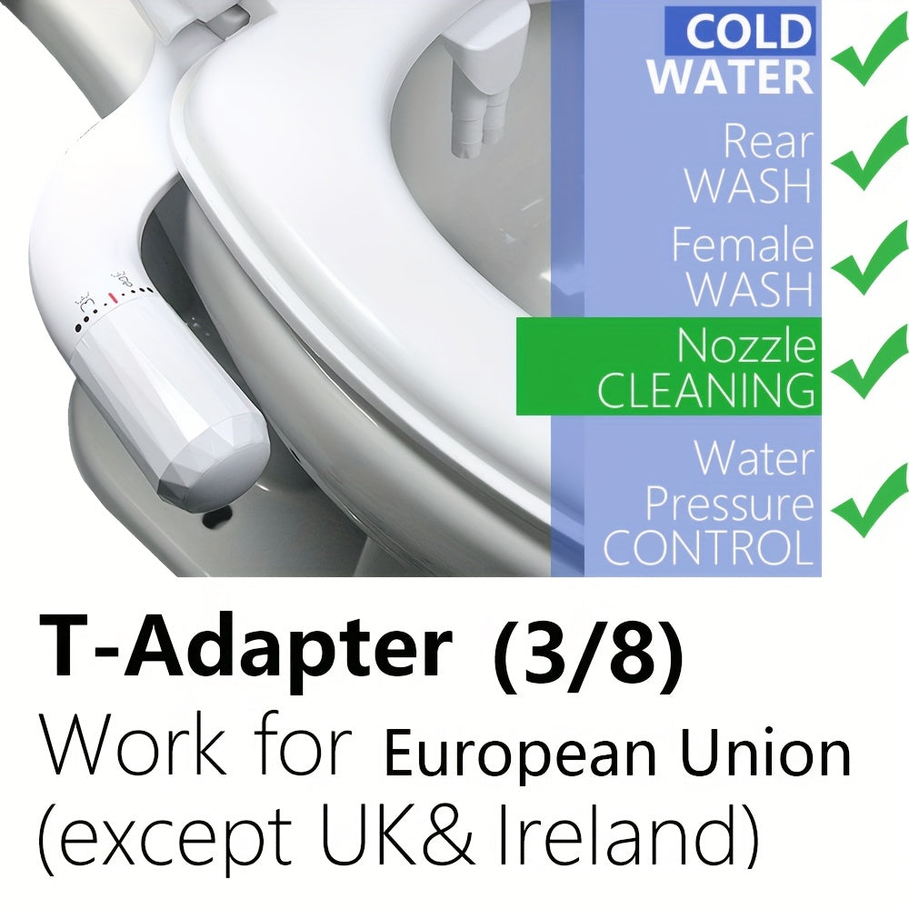 Bidet Mécanique à Eau Froide – Double Jet Hygiénique & Pression Réglable (Adaptateur 3/8” EU)