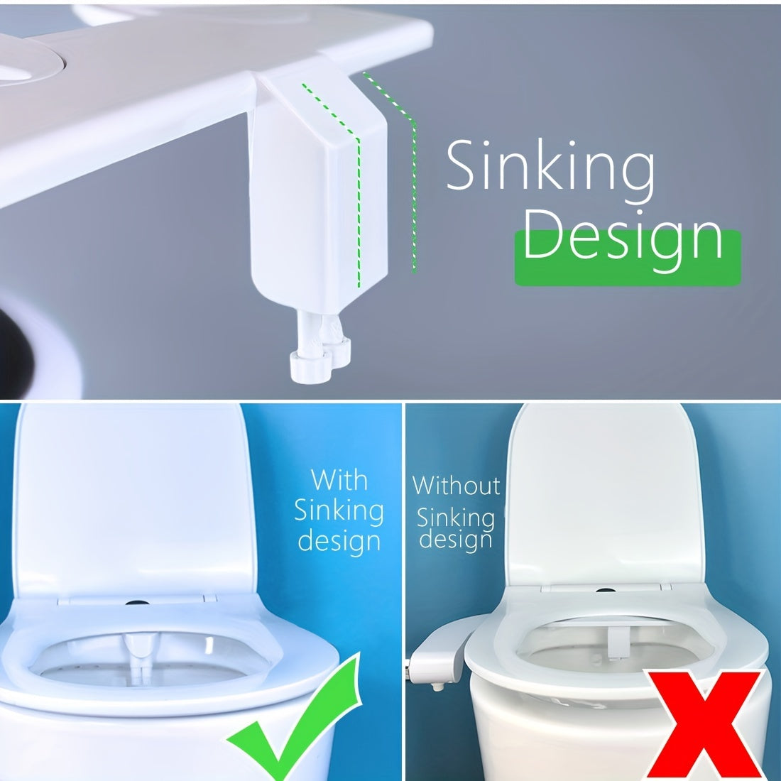 Bidet à Eau Chaude & Froide – Contrôle de Température et Double Jet Lavant (Adaptateur Européen 3/8”)