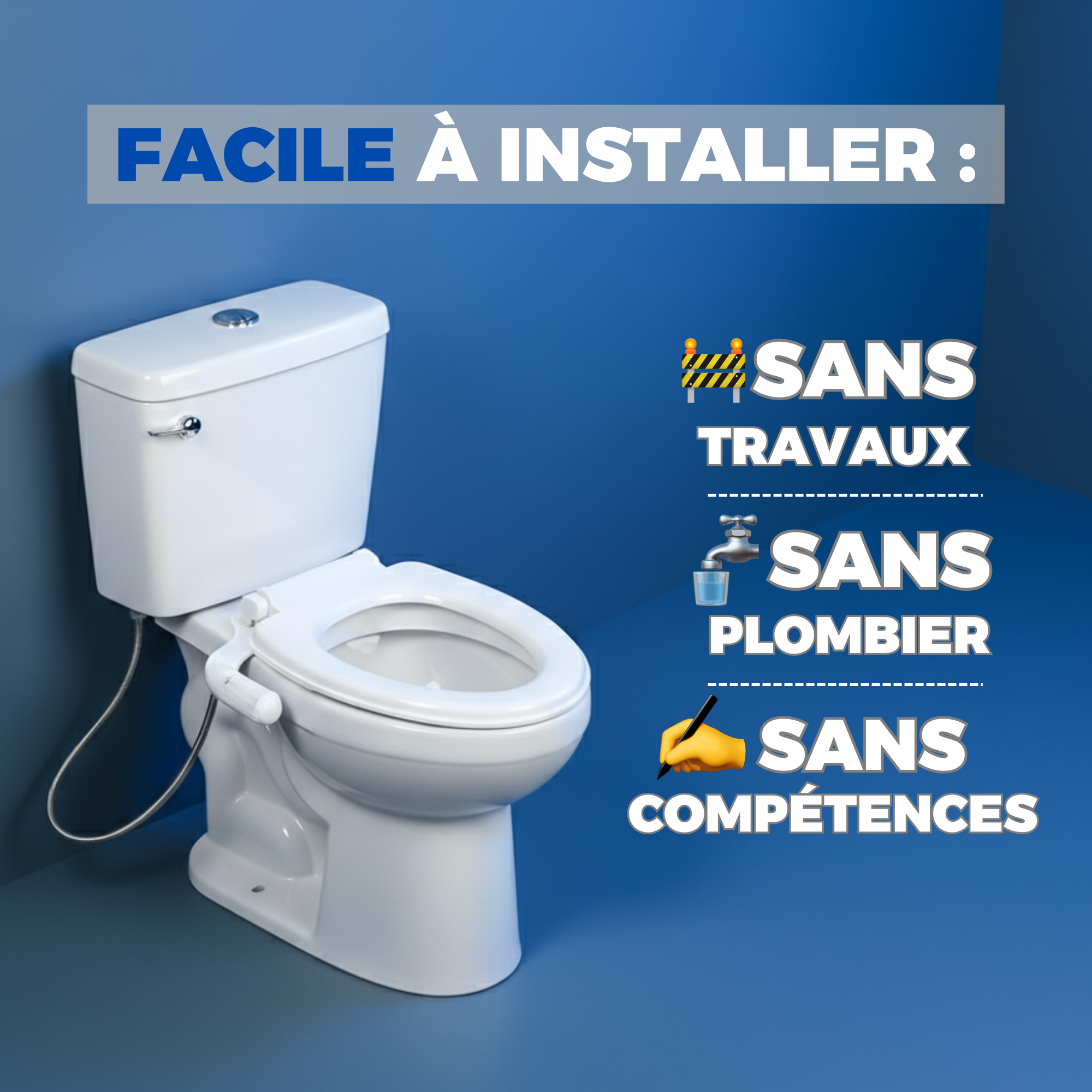 Bidet Mécanique à Eau Froide – Double Jet Hygiénique & Pression Réglable (Adaptateur 3/8” EU)